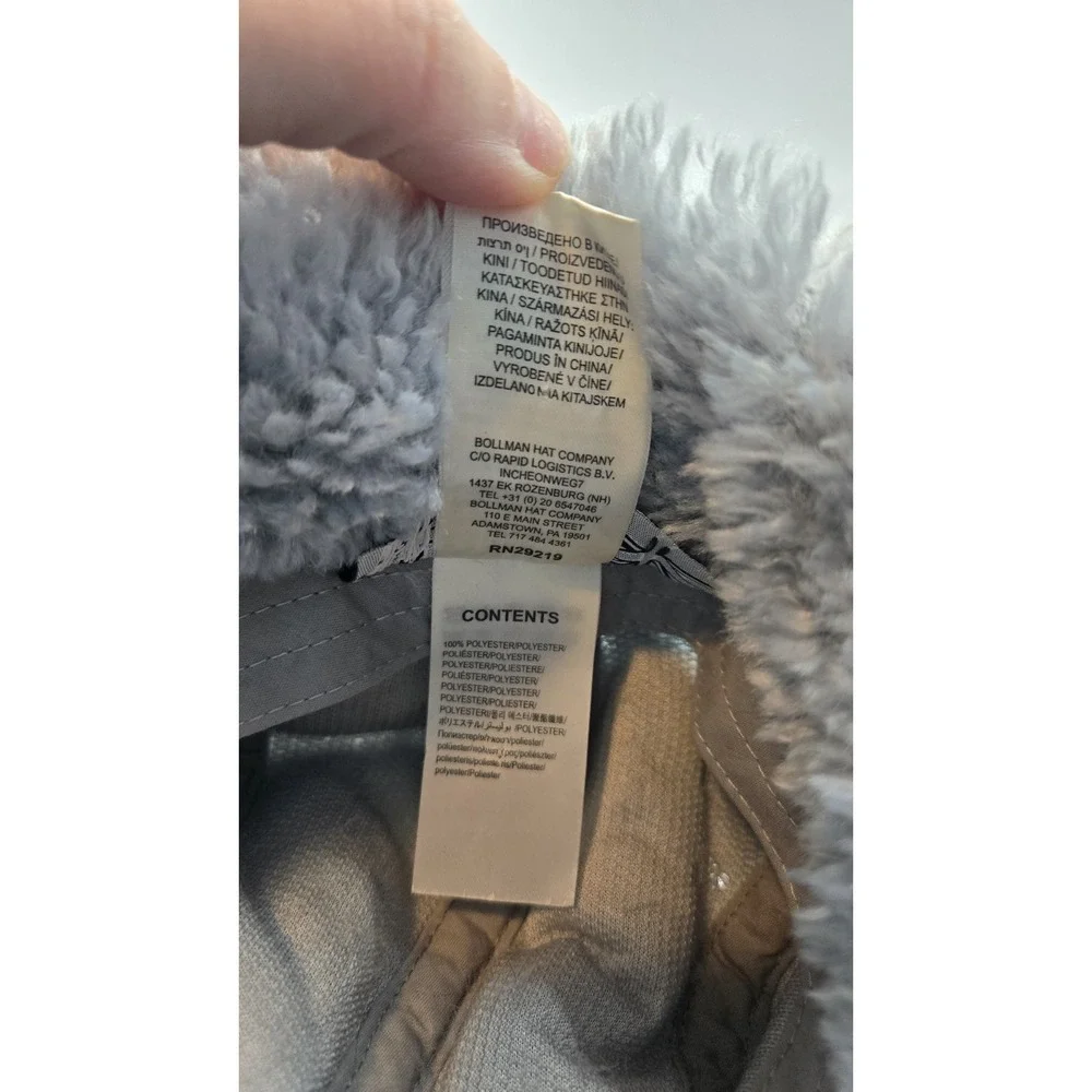 Kangol Faux Shearling Utility Flap Cap Plush Blue Gray One Size Ear Hat K5356